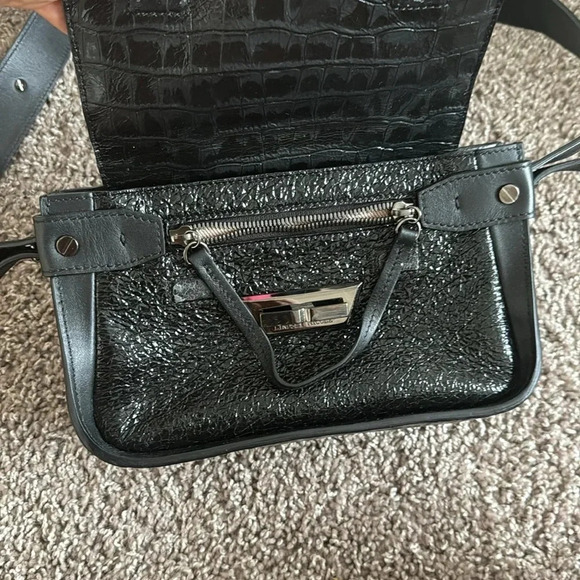 Lindsey Nicole black leather top handle bag - Picture 3 of 5